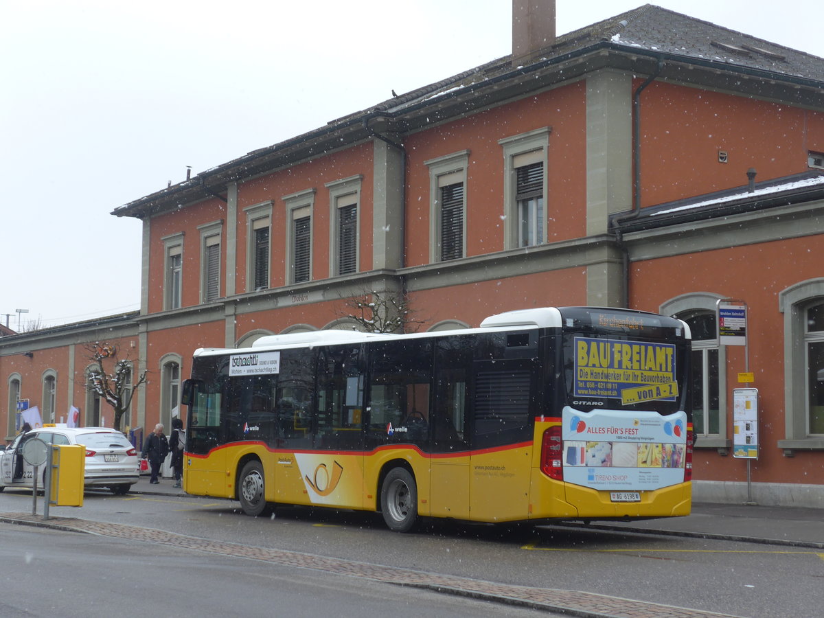 (189'521) - Geissmann, H�gglingen - AG 6198 - Mercedes am 19. M�rz 2018 beim Bahnhof Wohlen