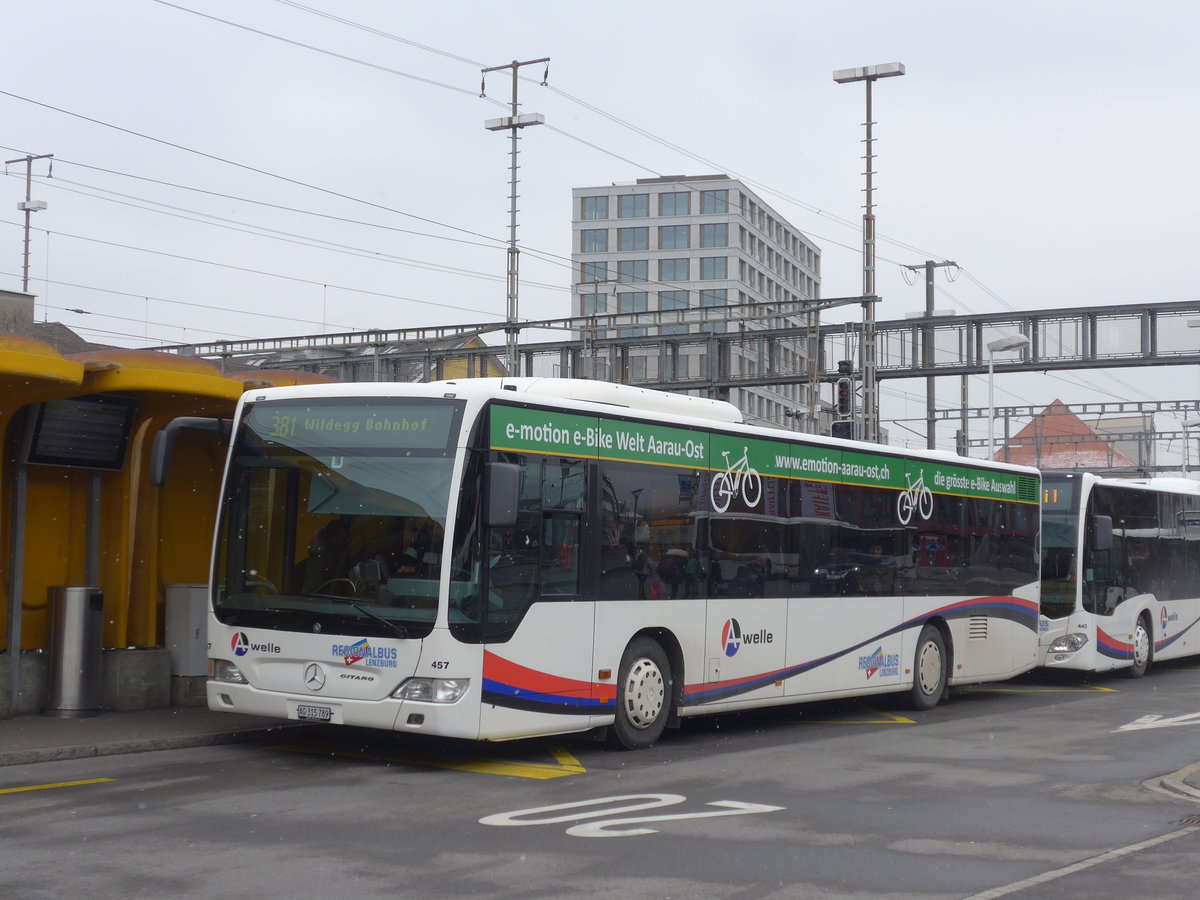 (189'528) - Knecht, Windisch - Nr. 457/AG 315'789 - Mercedes am 19. M�rz 2018 beim Bahnhof Lenzburg