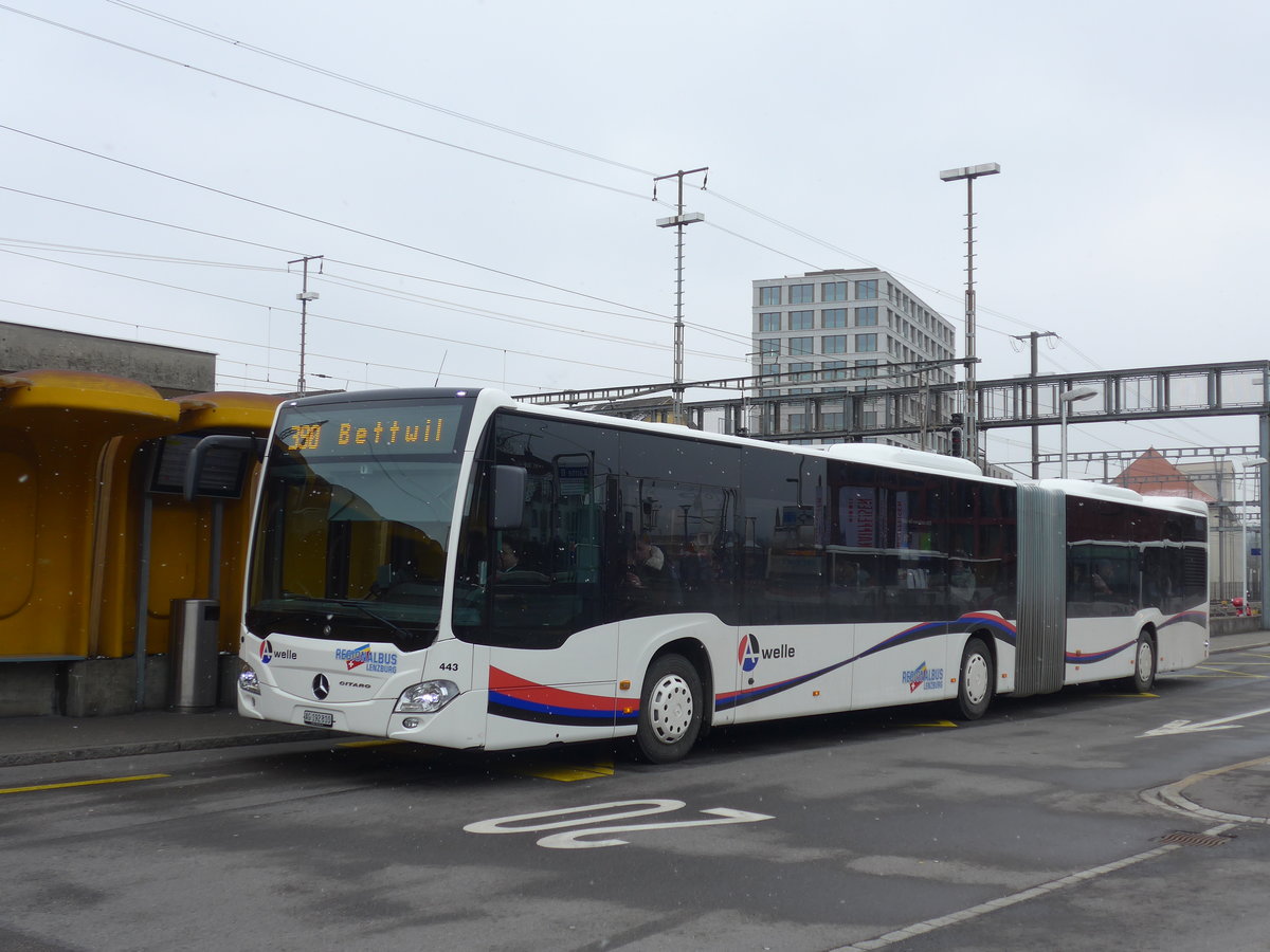 (189'529) - Knecht, Windisch - Nr. 443/AG 192'810 - Mercedes am 19. M�rz 2018 beim Bahnhof Lenzburg