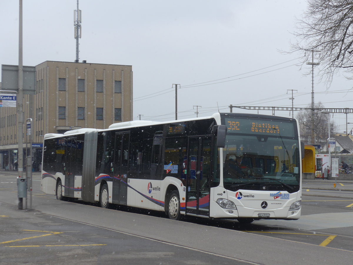 (189'545) - Knecht, Windisch - Nr. 440/AG 478'913 - Mercedes am 19. M�rz 2018 beim Bahnhof Lenzburg