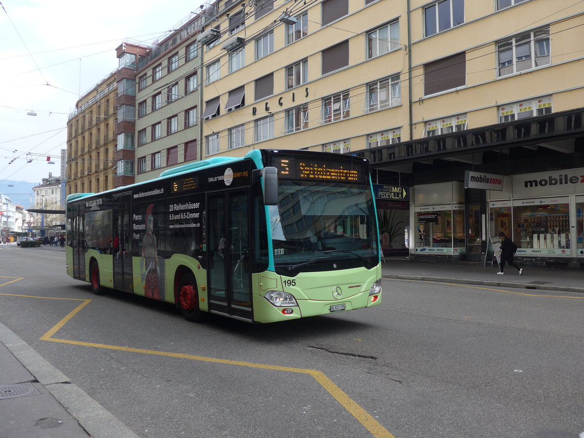 (189'618) - VB Biel - Nr. 195/BE 821'195 - Mercedes am 26. M�rz 2018 beim Bahnhof Biel