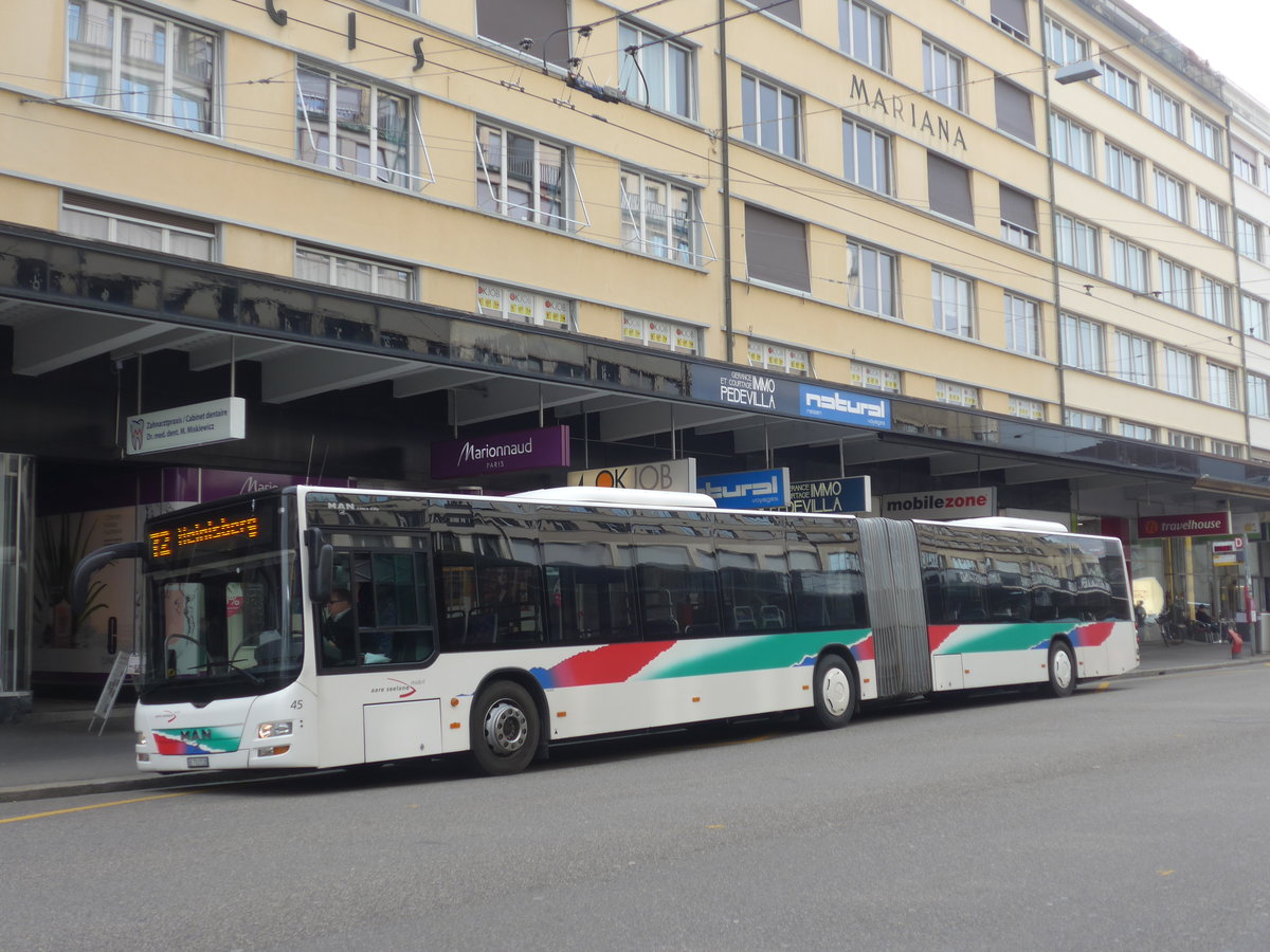 (189'619) - ASm Langenthal - Nr. 45/BE 703'518 - MAN am 26. M�rz 2018 beim Bahnhof Biel