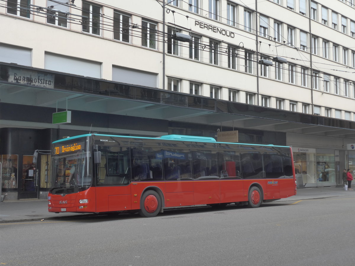 (189'624) - Funi-Car, Biel - Nr. 6/BE 99'306 - MAN am 26. M�rz 2018 beim Bahnhof Biel