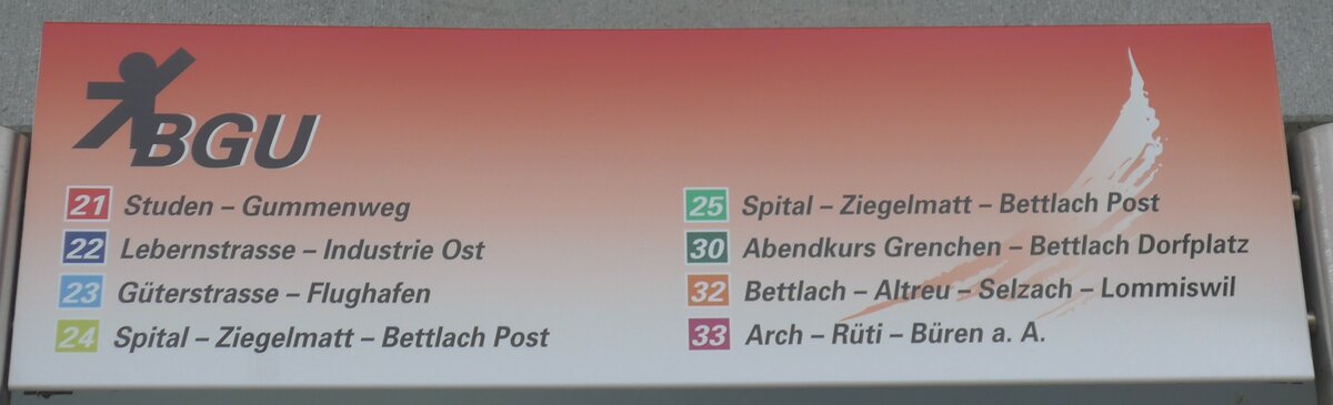 (189'629) - BGU-Haltestellenschild - Grenchen, Bahnhof S�d - am 26. M�rz 2018