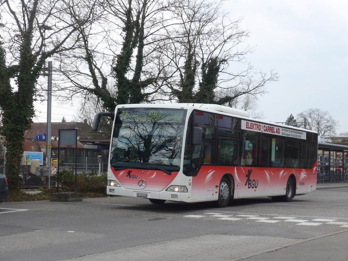 (189'631) - BGU Grenchen - Nr. 14/SO 104'010 - Mercedes am 26. M�rz 2018 beim Bahnhof Grenchen S�d