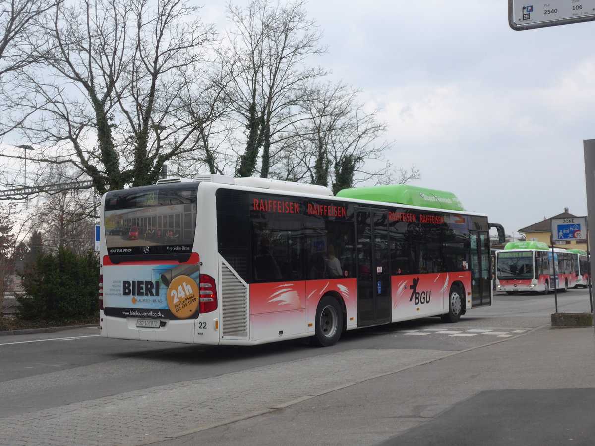 (189'635) - BGU Grenchen - Nr. 22/SO 108'872 - Mercedes am 26. M�rz 2018 beim Bahnhof Grenchen S�d