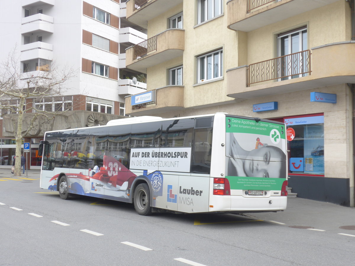 (189'778) - PostAuto Wallis - VS 449'117 - MAN am 30. M�rz 2018 beim Bahnhof Brig
