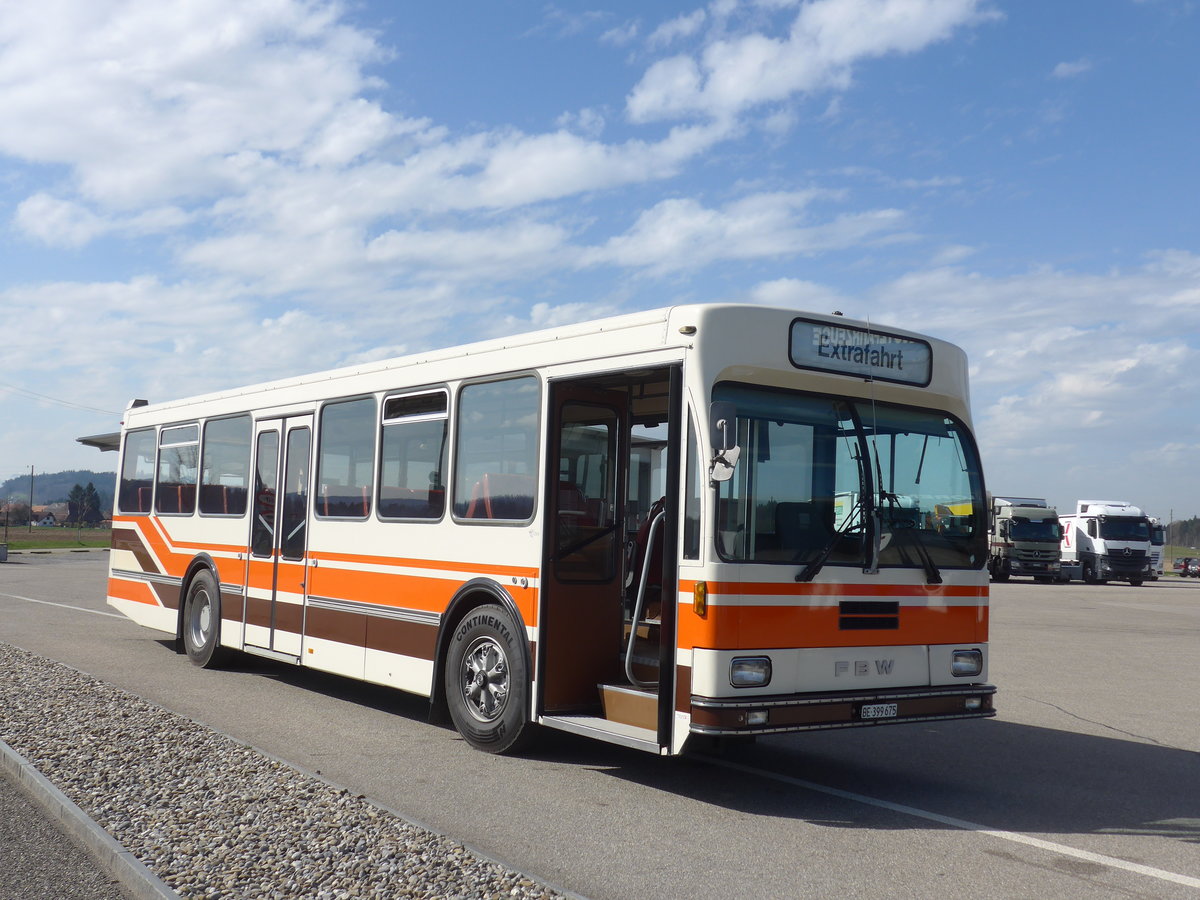 (190'037) - Wegm�ller, M�nsingen - BE 399'675 - FBW/R&J (ex Bamert, Wollerau) am 7. April 2018 in Lyssach, Lorenz