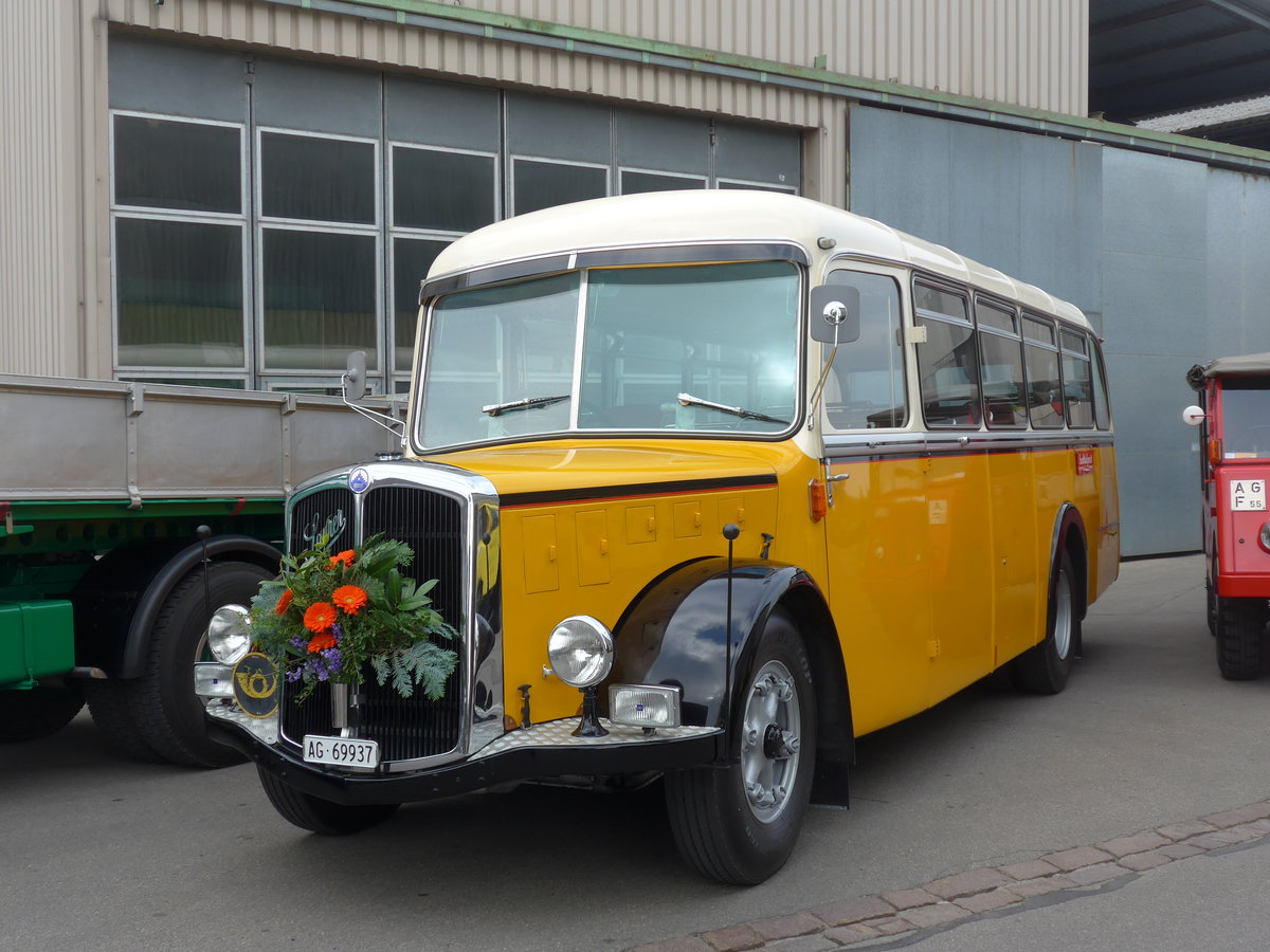 (192'375) - Bl�chlinger, Endingen - AG 69'937 - Saurer/T�scher (ex Dubach, Walde; ex Spescha, Andiast) am 5. Mai 2018 in Attikon, Wegm�ller