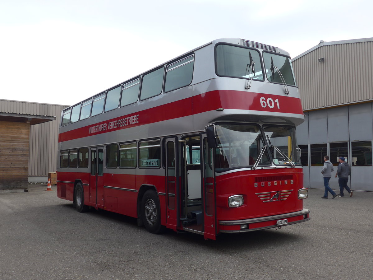 (192'395) - WV Winterthur - Nr. 601/ZH 203'738 - B�ssing (ex Nr. 201; ex Amt f�r Luftverkehr, Z�rich Nr. 47; ex Swissair, Z�rich Nr. 23) am 5. Mai 2018 in Attikon, Wegm�ller