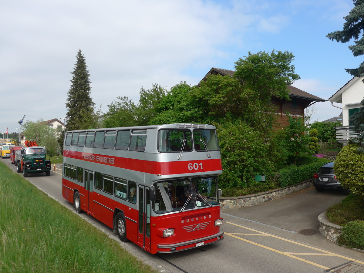 (192'460) - WV Winterthur - Nr. 601/ZH 203'738 - B�ssing (ex Nr. 201; ex Amt f�r Luftverkehr, Z�rich Nr. 47; ex Swissair, Z�rich Nr. 23) am 5. Mai 2018 in Attikon, Bahnstrasse