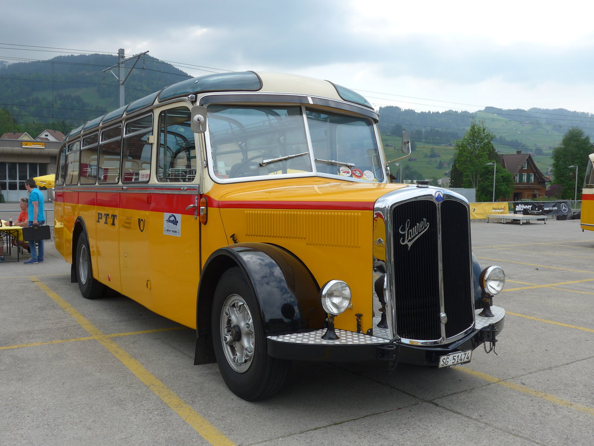 (192'760) - Altherr, Nesslau - SG 51'474 - Saurer/T�scher (ex Buchli, Vrsam) am 5. Mai 2018 in Nesslau, Hauptstrasse