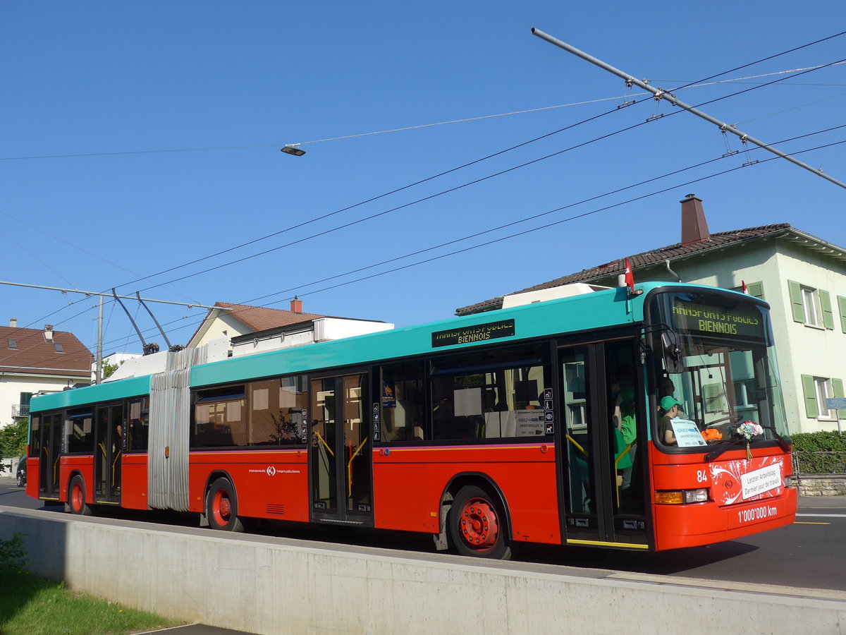 (192'928) - VB Biel - Nr. 84 - NAW/Hess Gelenktrolleybus am 6. Mai 2018 in Biel, B�ttenbergstrasse