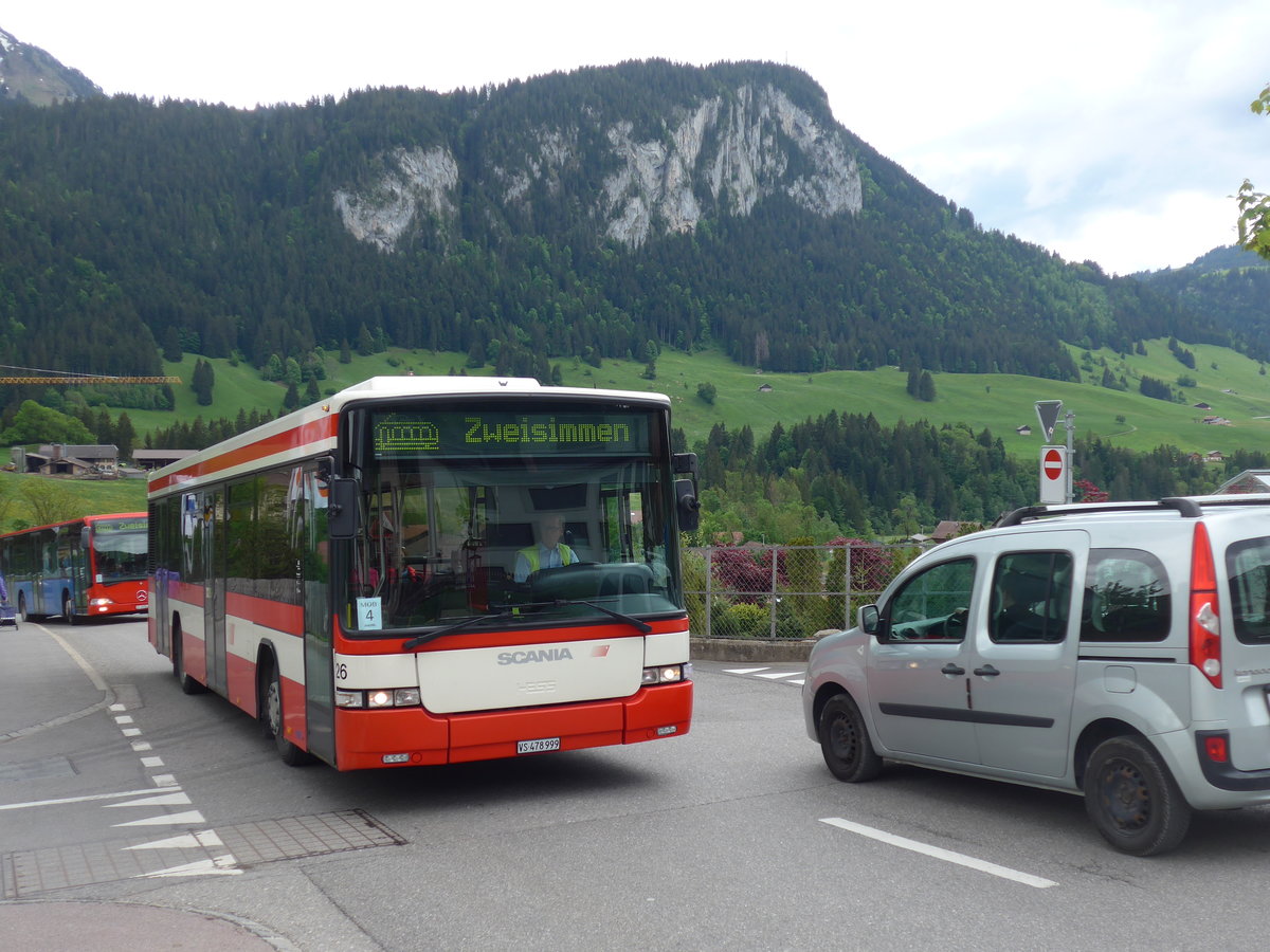 (193'275) - Lathion, Sion - Nr. 26/VS 478'999 - Scania/Hess (ex AAGS Schwyz Nr. 12) am 21. Mai 2018 in Ch�teau-d'Oex, Bahnhofstrasse