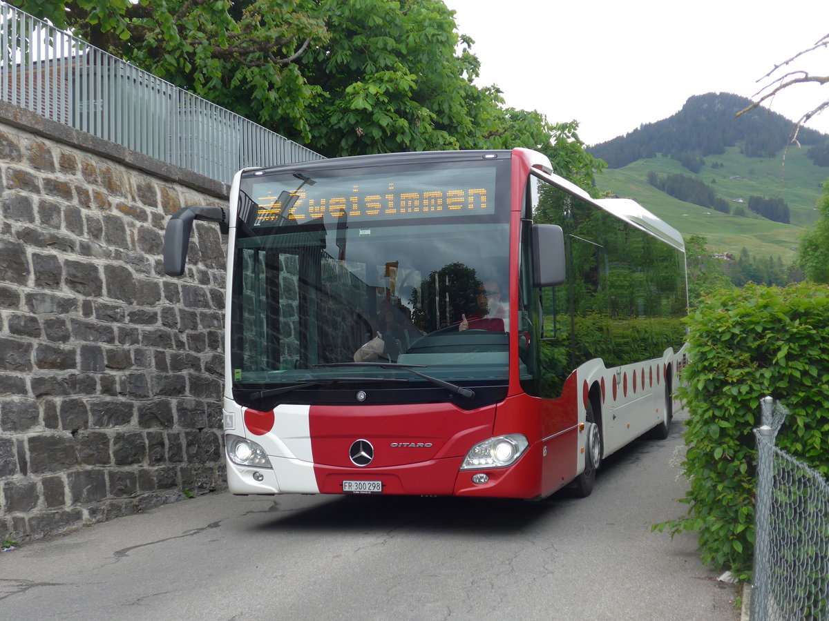 (193'280) - TPF Fribourg - Nr. 65/FR 300'298 - Mercedes am 21. Mai 2018 beim Bahnhof Ch�teau-d'Oex