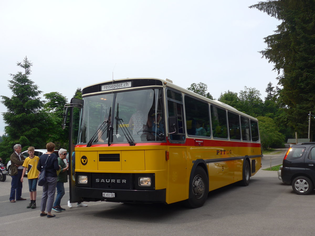 (193'661) - Bernair, M�nsingen - BE 651'182 - Saurer/T�scher (ex Schebath, Lauerz; ex Albin, F�llanden; ex Heim, Flums) am 3. Juni 2018 in Waldh�usern, Kurhaus 