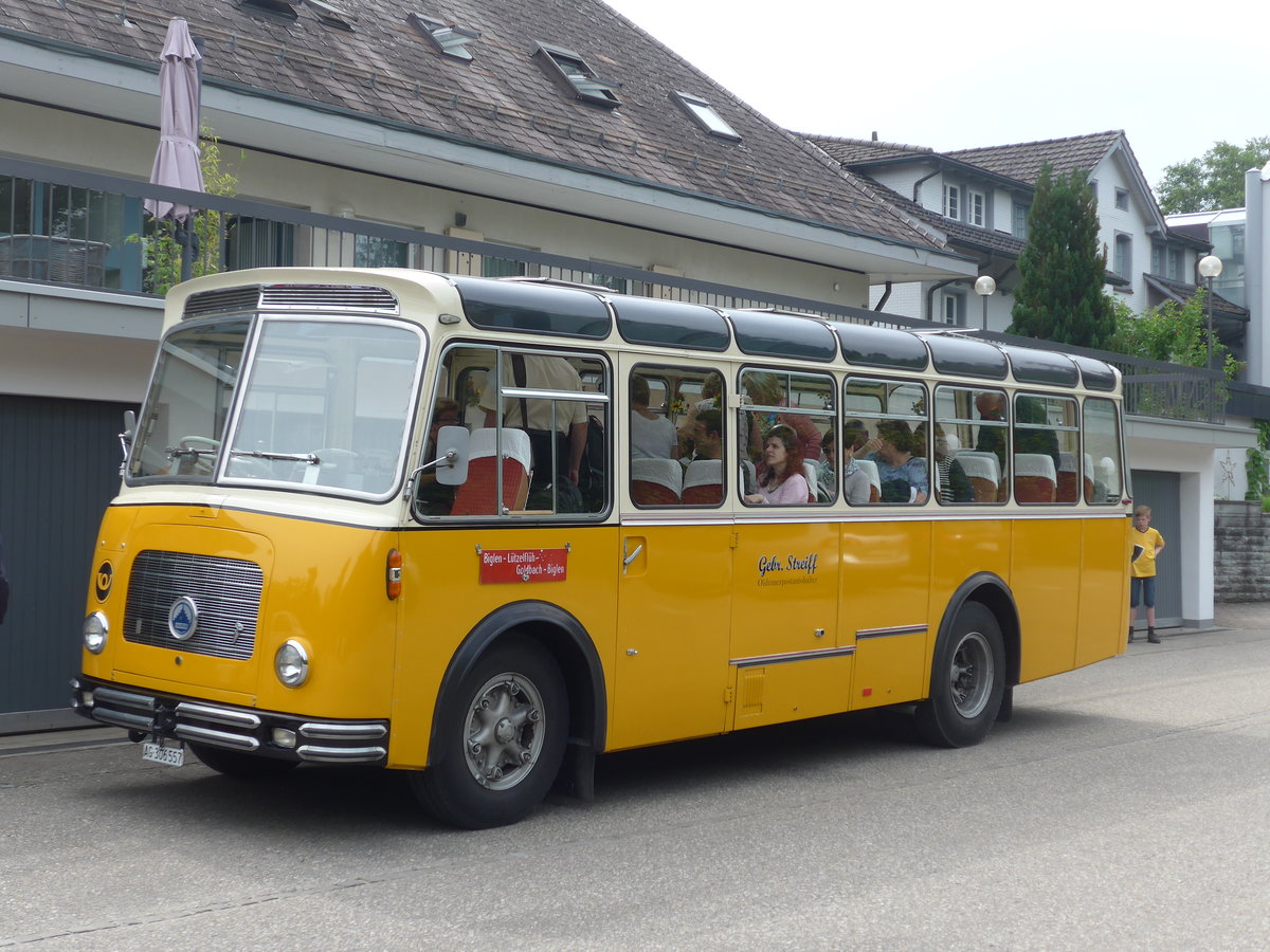 (193'665) - Streiff, Gelterkinden - AG 306'557 - Saurer/Gangloff (ex Oldie-Tours Z�risee, Wollerau; ex OTAG, Wald; ex Leibundgut, Obergoldbach; ex Krebs, Belpberg) am 3. Juni 2018 in Emmenmatt, Moosegg