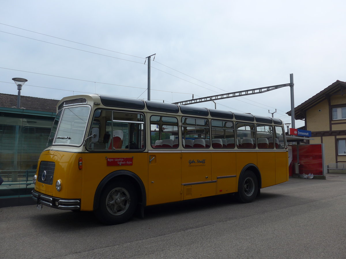 (193'681) - Streiff, Gelterkinden - AG 306'557 - Saurer/Gangloff (ex Oldie-Tours Z�risee, Wollerau; ex OTAG, Wald; ex Leibundgut, Obergoldbach; ex Krebs, Belpberg) am 3. Juni 2018 beim Bahnhof Emmenmatt