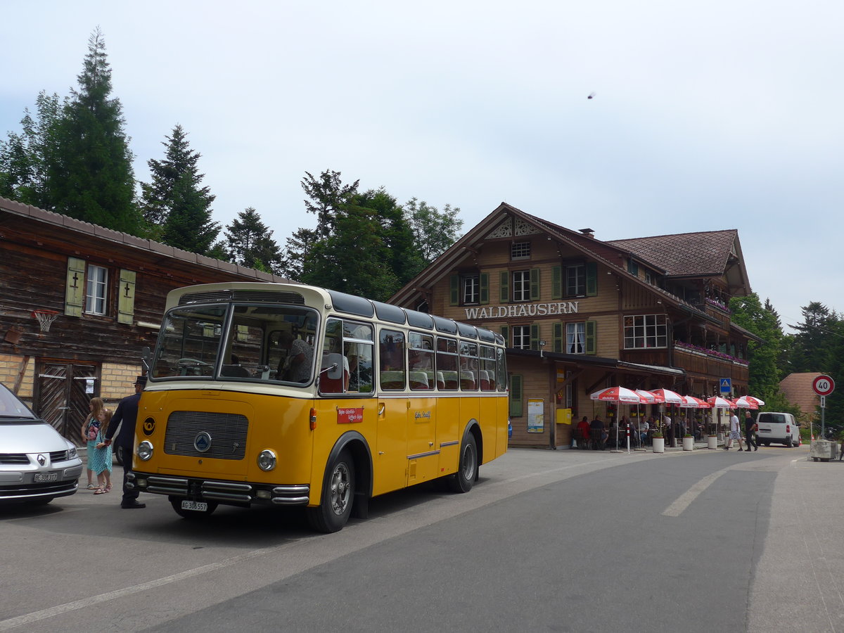 (193'685) - Streiff, Gelterkinden - AG 306'557 - Saurer/Gangloff (ex Oldie-Tours Z�risee, Wollerau; ex OTAG, Wald; ex Leibundgut, Obergoldbach; ex Krebs, Belpberg) am 3. Juni 2018 in Waldh�usern, Kurhaus