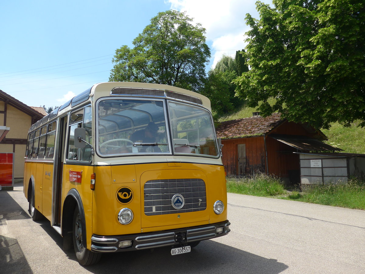 (193'702) - Streiff, Gelterkinden - AG 306'557 - Saurer/Gangloff (ex Oldie-Tours Z�risee, Wollerau; ex OTAG, Wald; ex Leibundgut, Obergoldbach; ex Krebs, Belpberg) am 3. Juni 2018 beim Bahnhof Emmenmatt