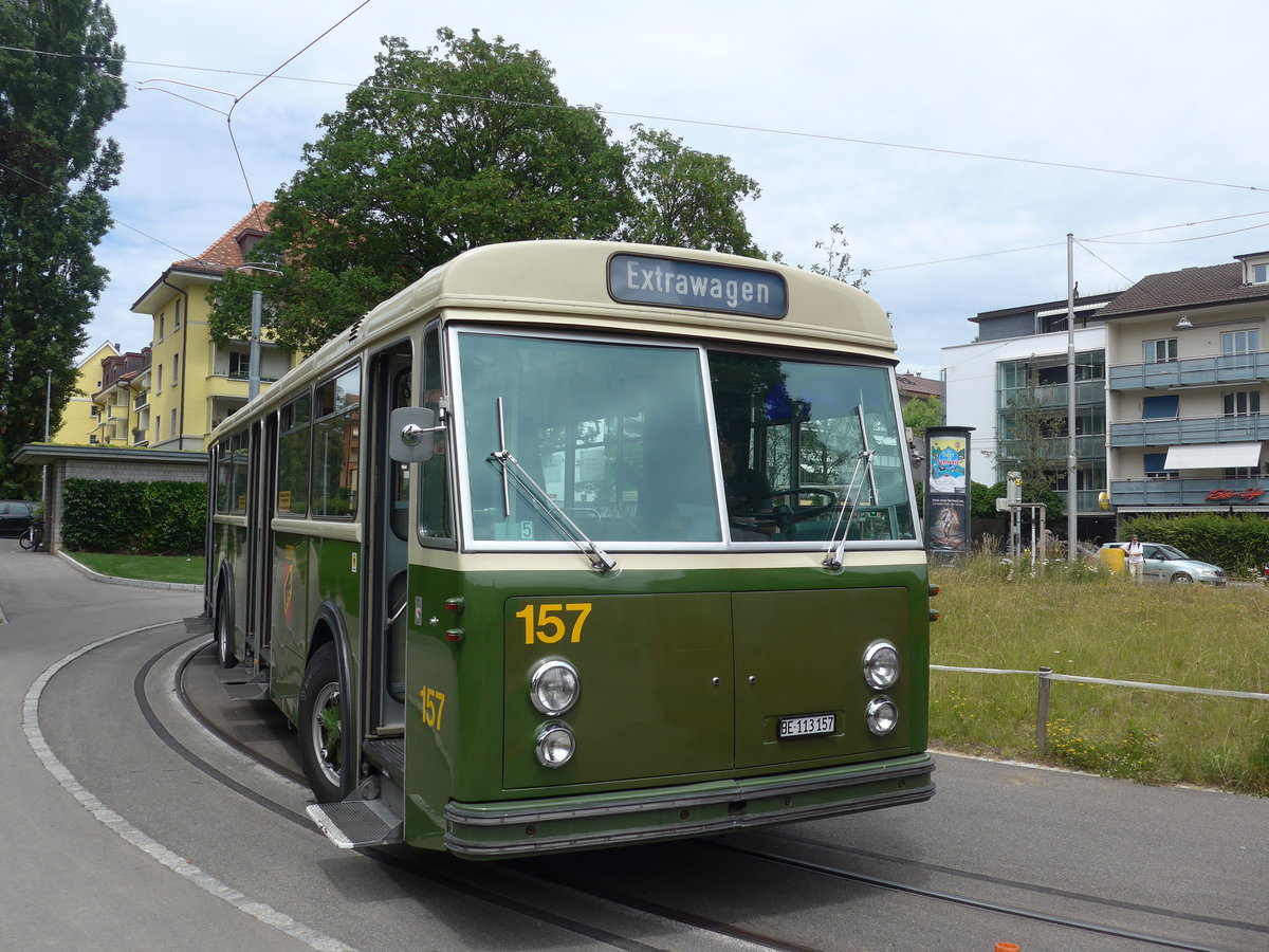 (194'351) - SVB Bern (Bernmobil historique) - Nr. 157/BE 113'157 - FBW/Gangloff am 24. Juni 2018 in Bern, Weissenb�hl