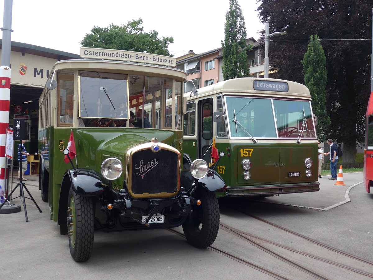 (194'358) - SVB Bern (Bernmobil historique) - Nr. 5/BE 29'005 - Saurer am 24. Juni 2018 in Bern, Weissenb�hl