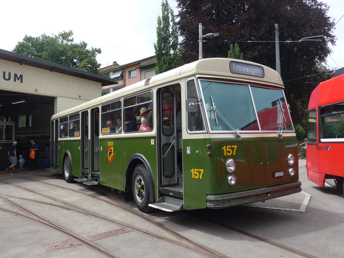 (194'362) - SVB Bern (Bernmobil historique) - Nr. 157/BE 113'157 - FBW/Gangloff am 24. Juni 2018 in Bern, Weissenb�hl