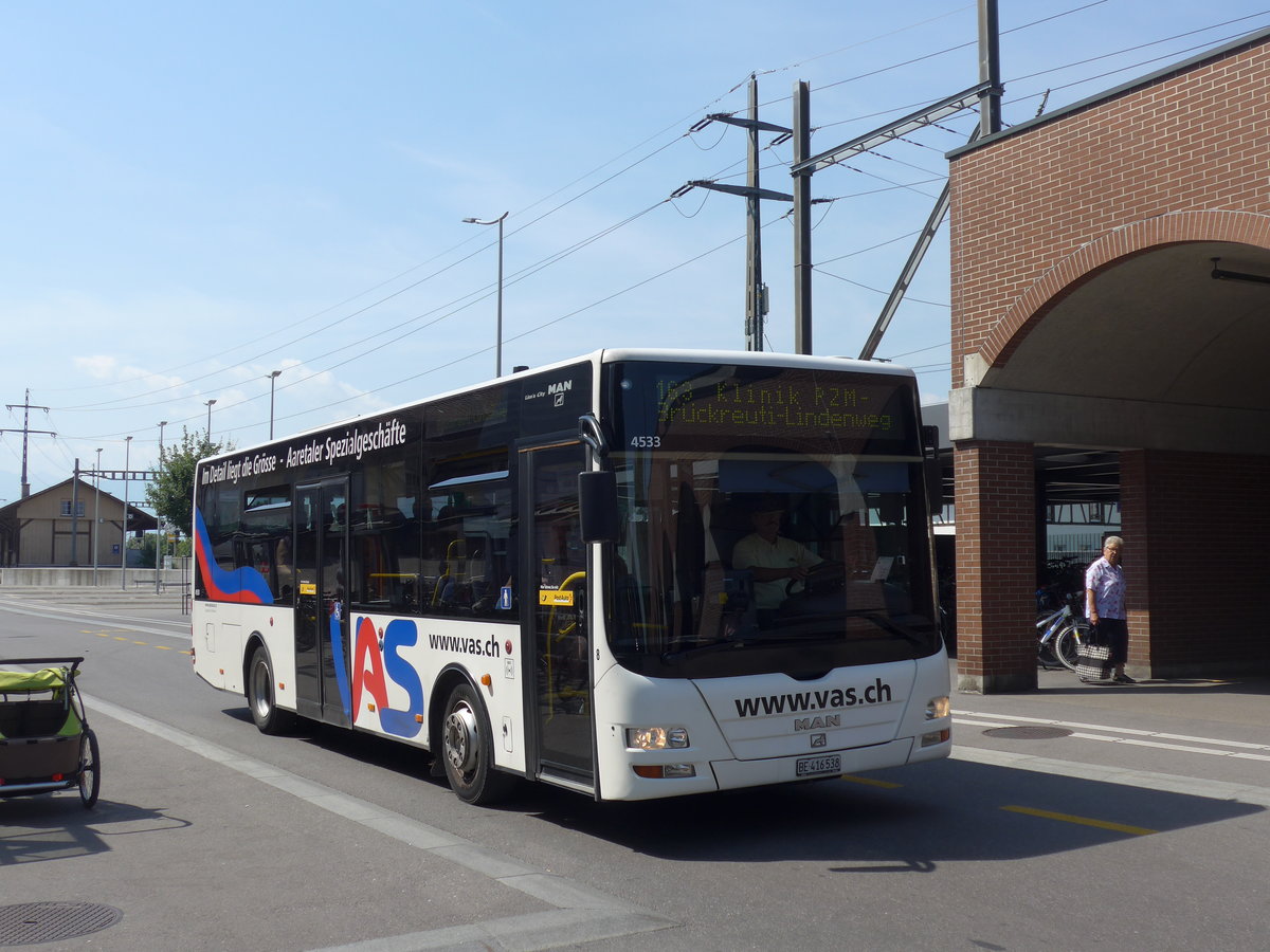 (194'496) - Lengacher, Wichtrach - Nr. 8/BE 416'538 - MAN am 2. Juli 2018 beim Bahnhof M�nsingen