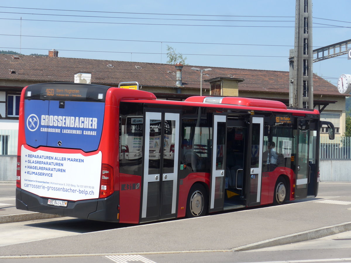 (194'500) - Bernmobil, Bern - Nr. 431/BE 843'431 - Mercedes am 2. Juli 2018 beim Bahnhof M�nsingen