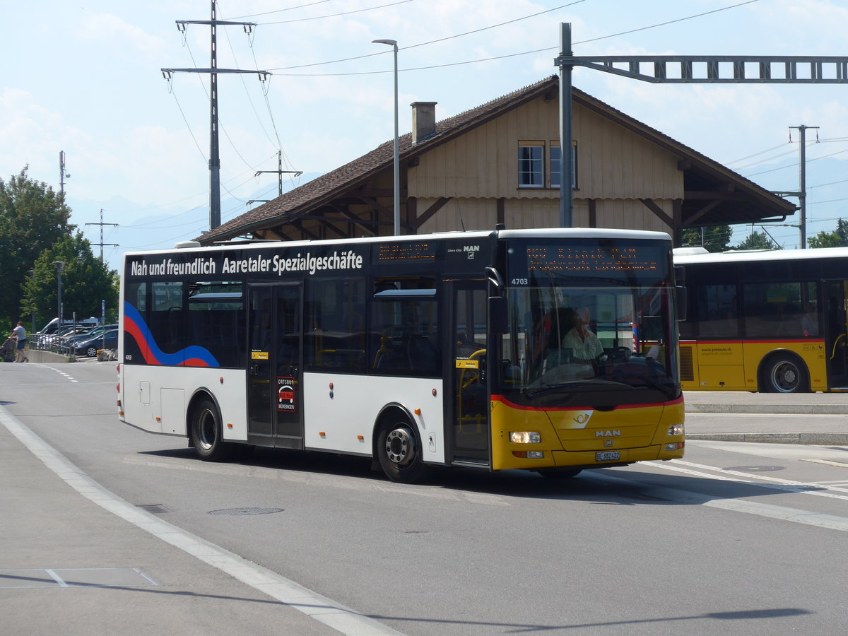 (194'504) - Lengacher, Wichtrach - Nr. 6/BE 382'422 - MAN/G�ppel am 2. Juli 2018 beim Bahnhof M�nsingen