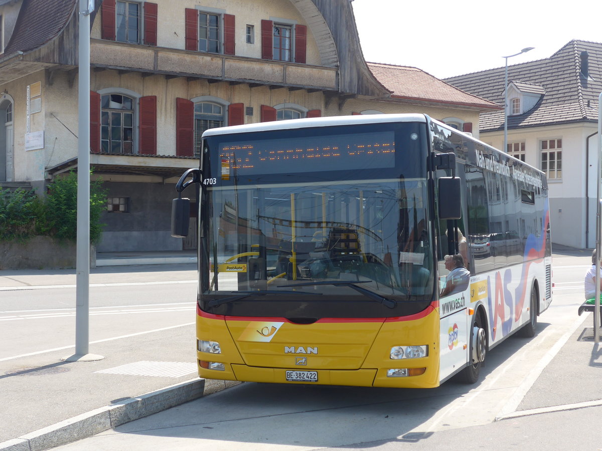 (194'507) - Lengacher, Wichtrach - Nr. 6/BE 382'422 - MAN/G�ppel am 2. Juli 2018 beim Bahnhof M�nsingen