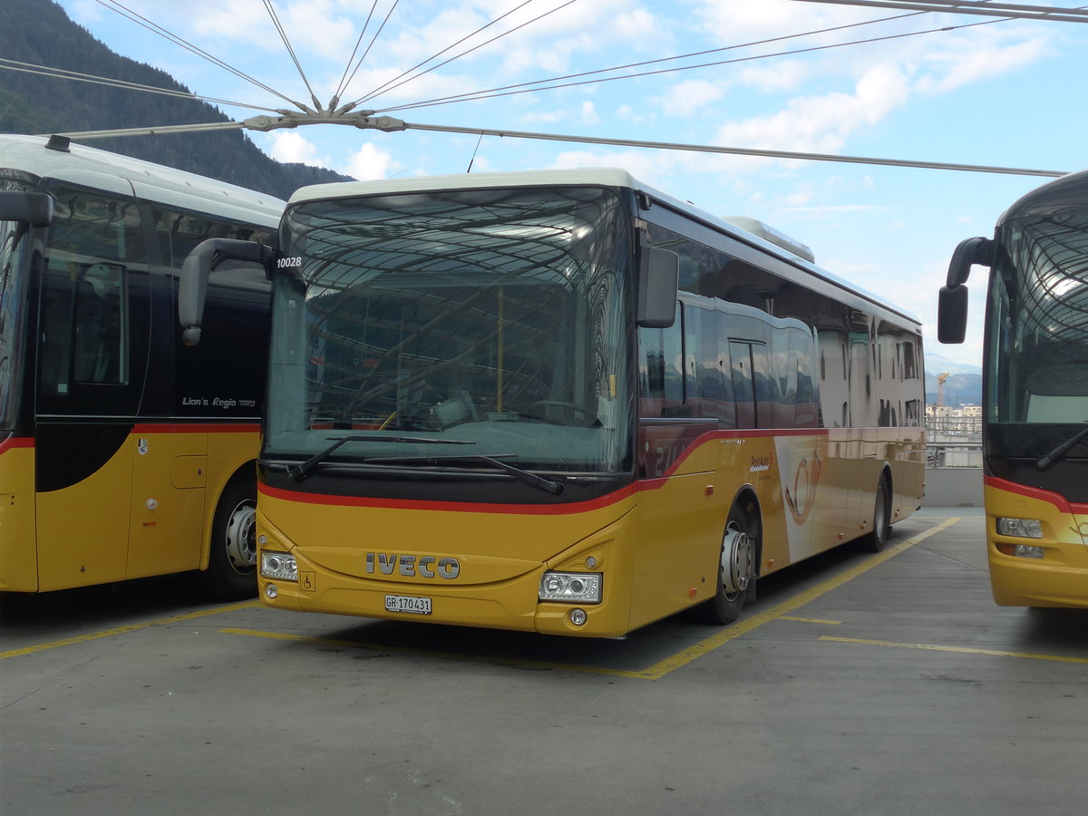 (194'785) - PostAuto Graub�nden - GR 170'431 - Iveco am 15. Juli 2018 in Chur, Postautostation
