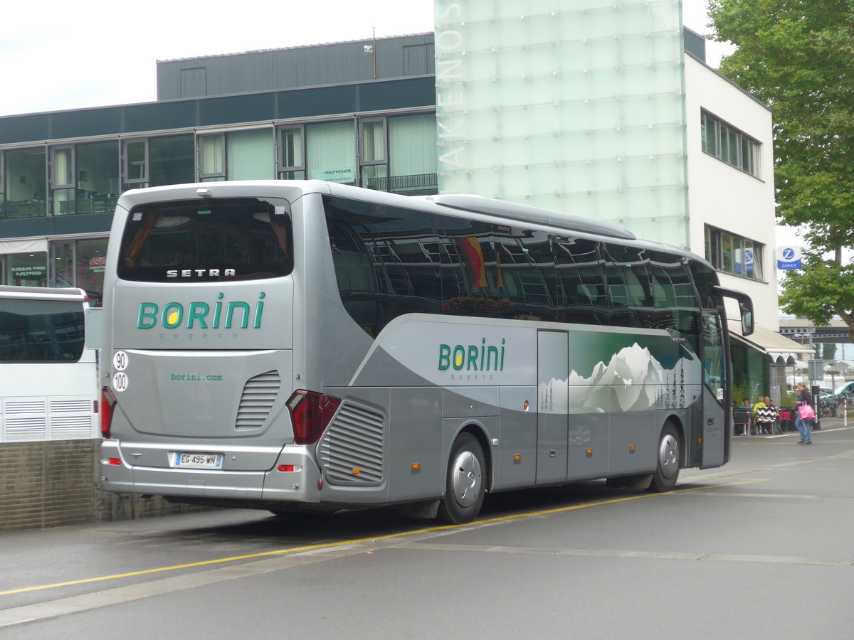 (195'018) - Aus Frankreich: Borini, Meg�ve - EG 495 WN - Setra am 21. Juli 2018 beim Bahnhof Interlaken Ost