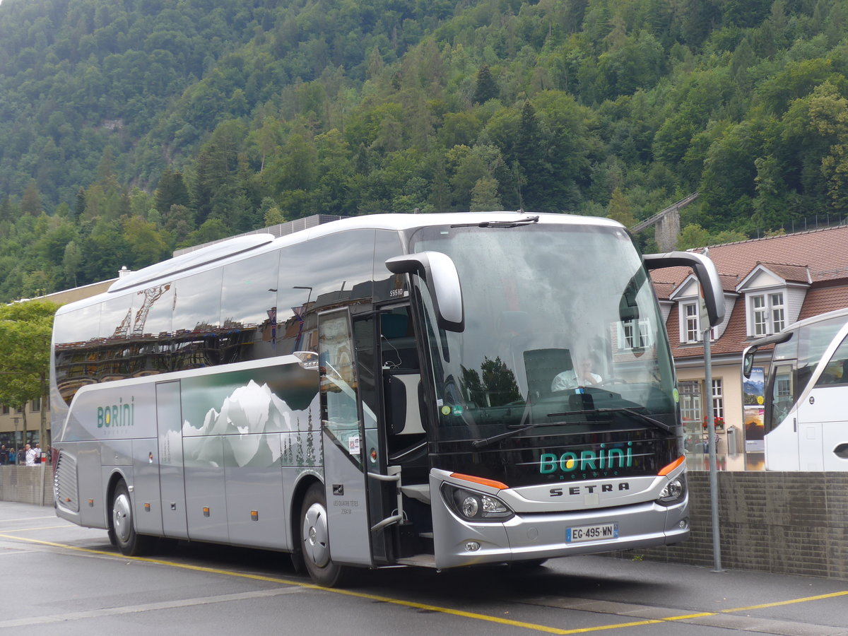 (195'019) - Aus Frankreich: Borini, Meg�ve - EG 495 WN - Setra am 21. Juli 2018 beim Bahnhof Interlaken Ost