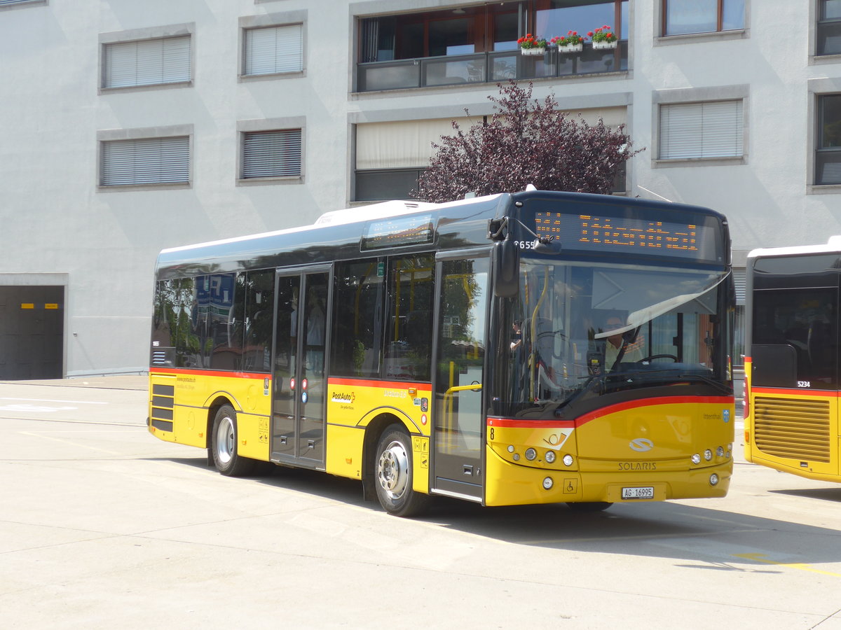 (195'151) - Br�ndli, Elfingen - Nr. 8/AG 16'995) - Solaris am 23. Juli 2018 beim Bahnhof Laufenburg