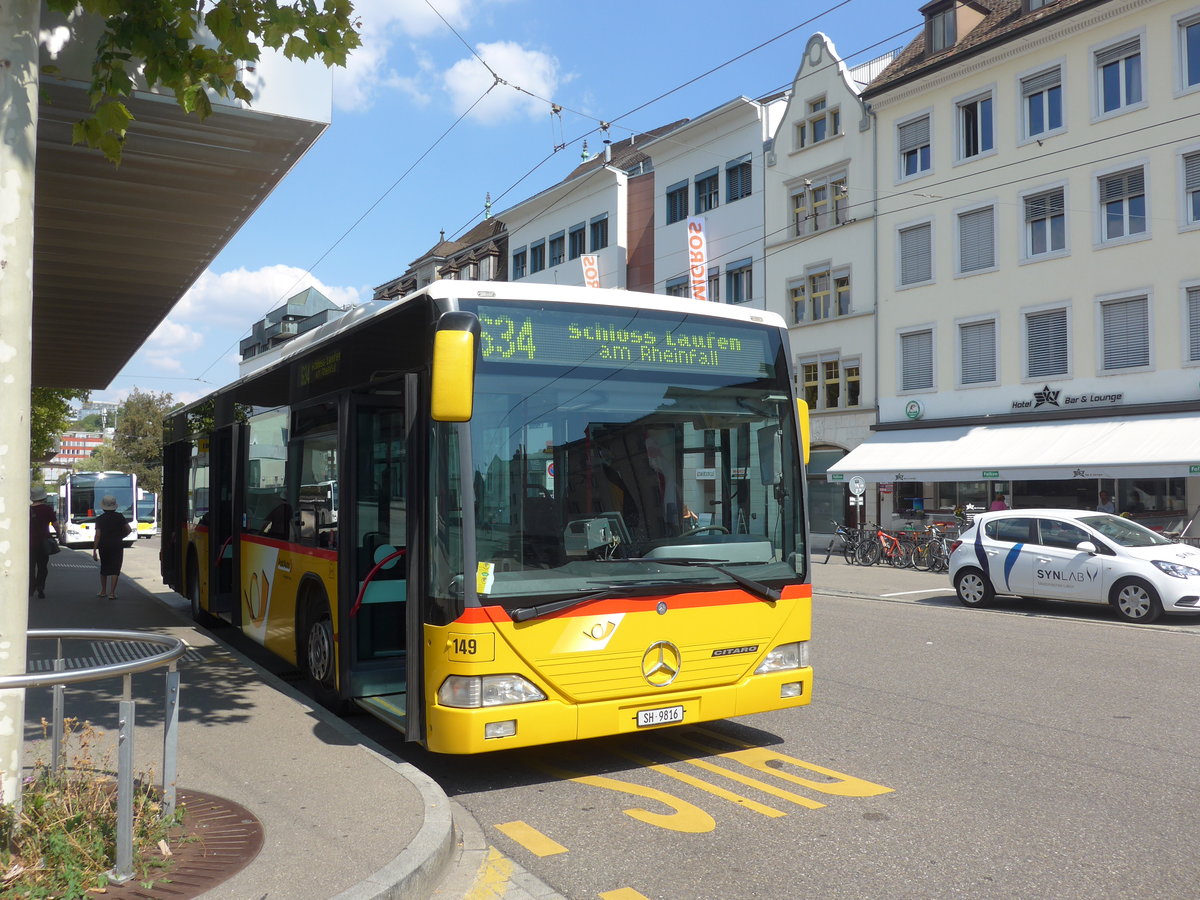 (196'160) - Rattin, Neuhausen - Nr. 149(16)/SH 9816 - Mercedes (ex PostAuto Z�rich Nr. 149; ex PostAuto Z�rich Nr. 5) am 20. August 2018 beim Bahnhof Schaffhausen