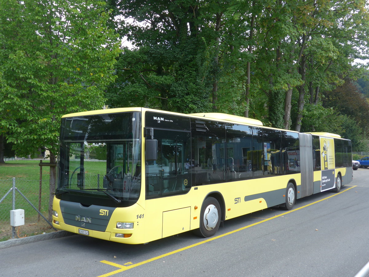 (196'231) - STI Thun - Nr. 141/BE 801'141 - MAN am 29. August 2018 bei der Schiffl�ndte Thun