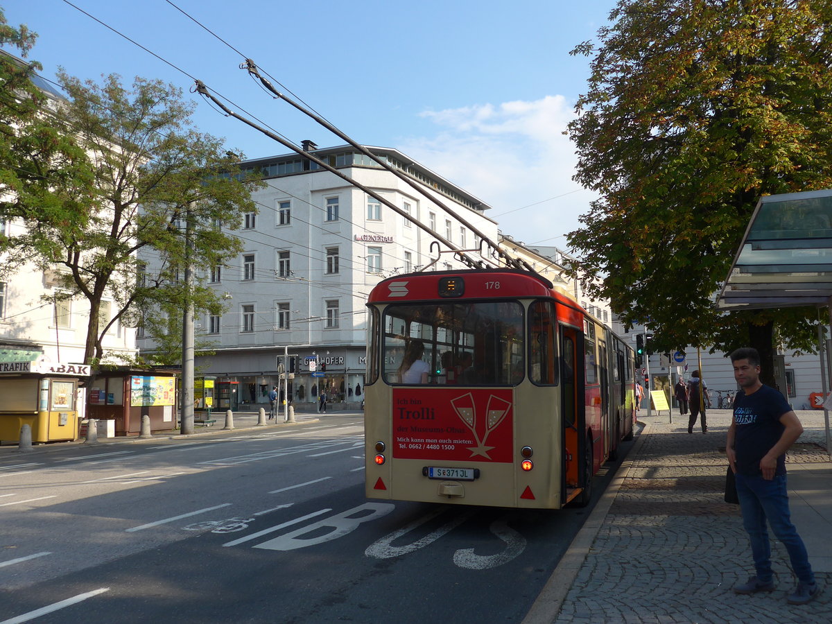 (197'305) - SSV Salzburg (POS) - Nr. 178/S 371 JL - Gr�f&Stift Gelenktrolleybus am 13. September 2018 in Salzburg, Mirabellplatz