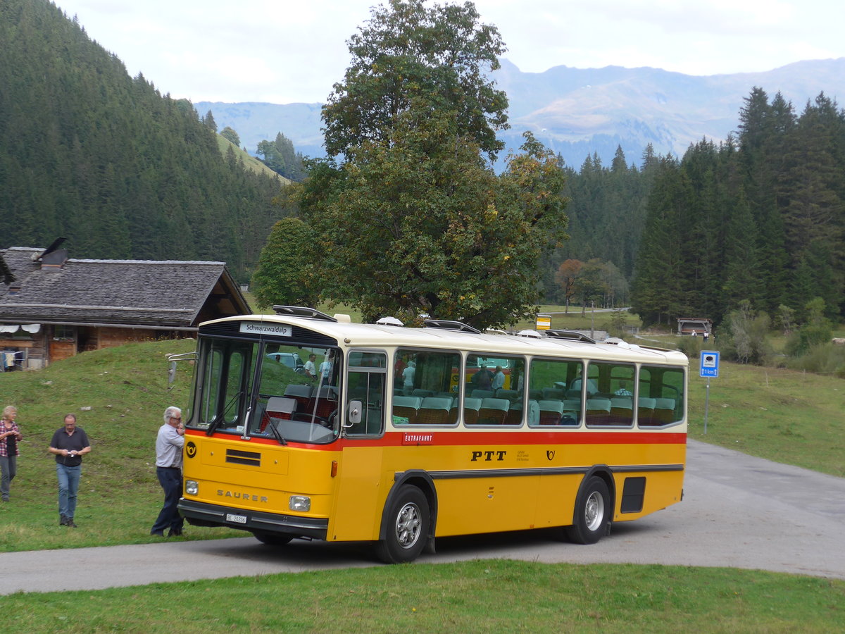 (197'784) - Schmid, Th�rishaus - BE 26'206 - Saurer/T�scher (ex P 24'244) am 16. September 2018 in Gschwandtenmaad
