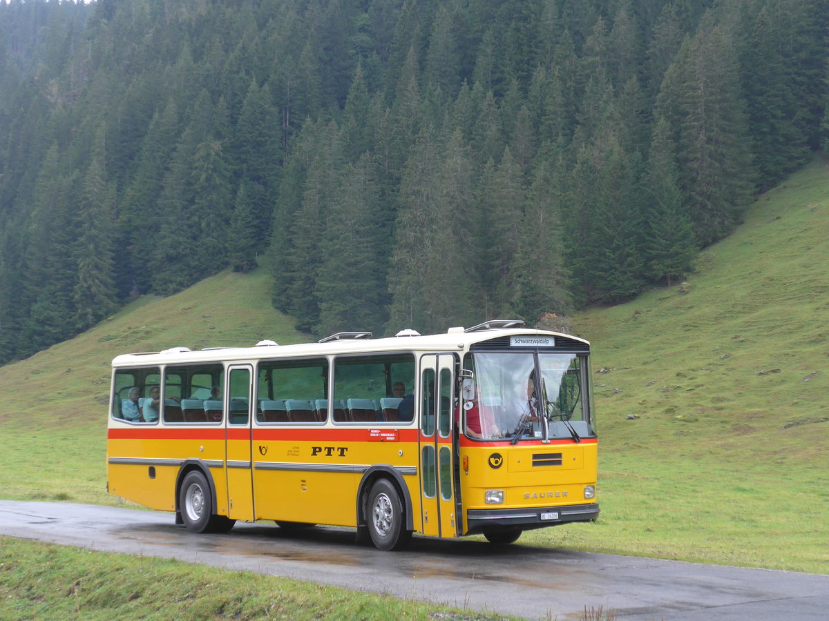 (197'821) - Schmid, Th�rishaus - BE 26'206 - Saurer/T�scher (ex P 24'244) am 16. September 2018 in Gschwandtenmaad