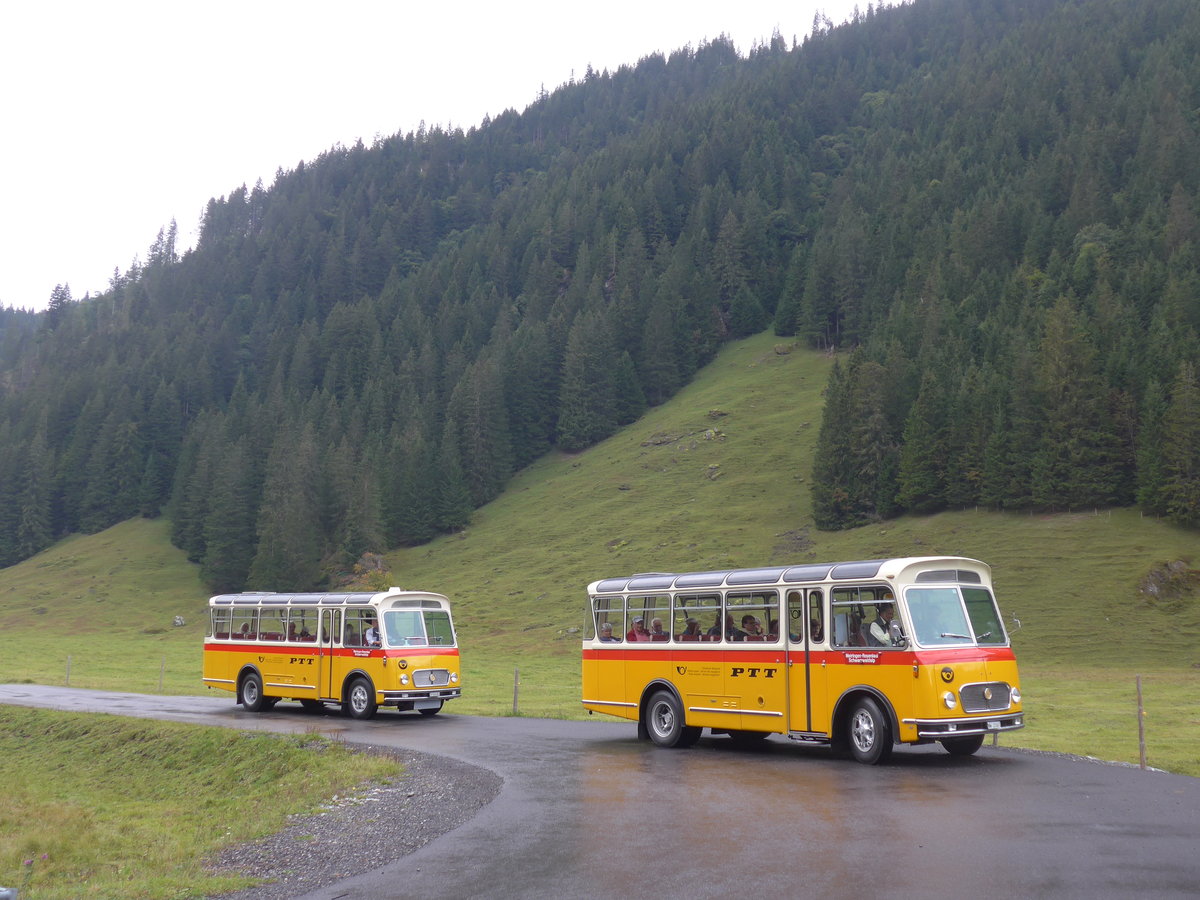 (197'827) - Frutig, Birmensdorf - ZH 560'883 - FBW/FHS (ex P 23'217) + M�ller, Ennetmoos - NW 23'167 - FBW/Gangloff (ex Rentsch, Gunten; ex P 23'203; ex P 21'003) am 16. September 2018 in Gschwandtenmaad