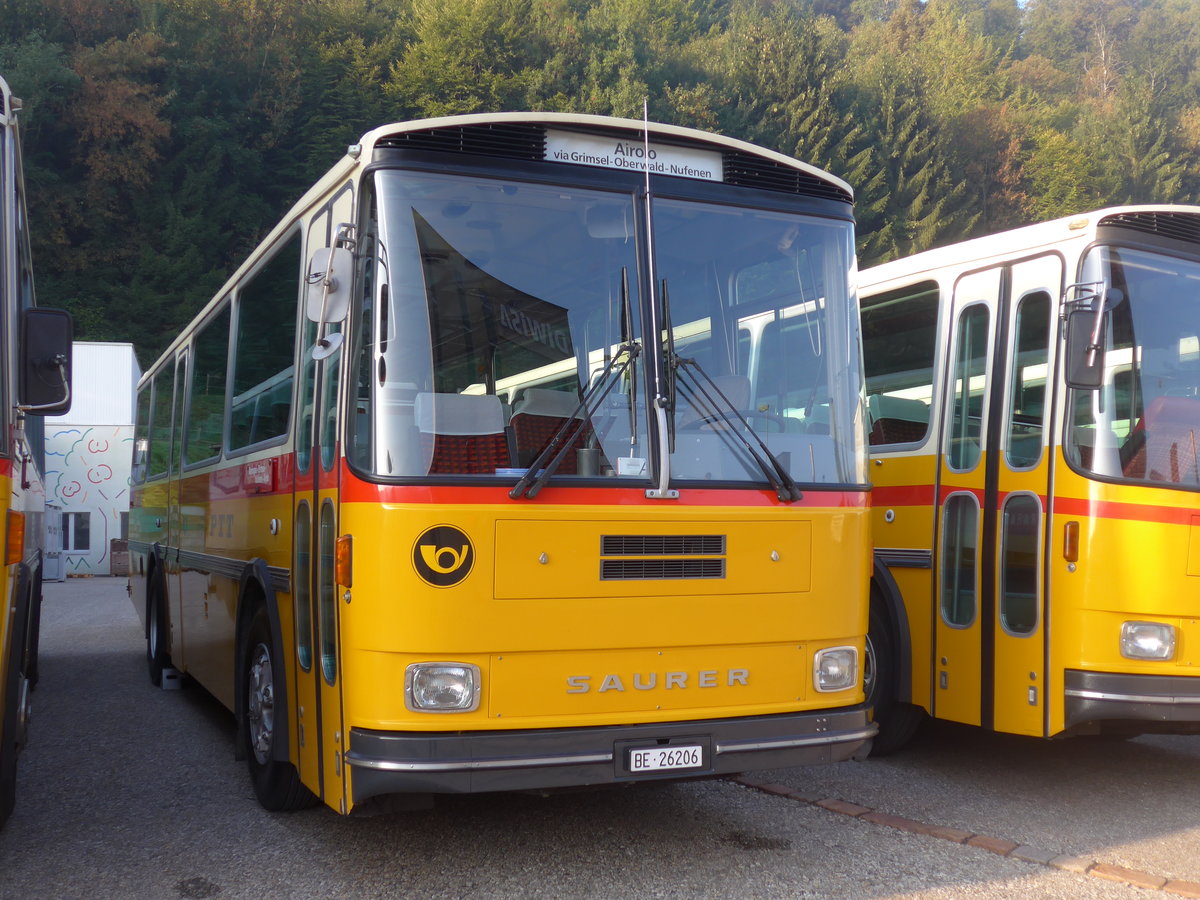 (197'984) - Schmid, Th�rishaus - BE 26'206 - Saurer/T�scher (ex P 24'244) am 30. September 2018 in Willisau, Altes Zeughaus