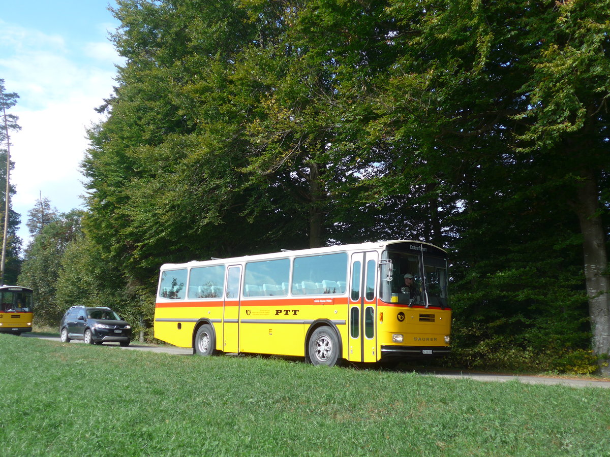 (198'007) - Inkamp, Altendorf - SZ 200'069 - Saurer/T�scher (ex Koch, Giswil; ex Selfors, Meiringen; ex P 24'236) am 30. September 2018 in Wasen, Huttwilstrasse