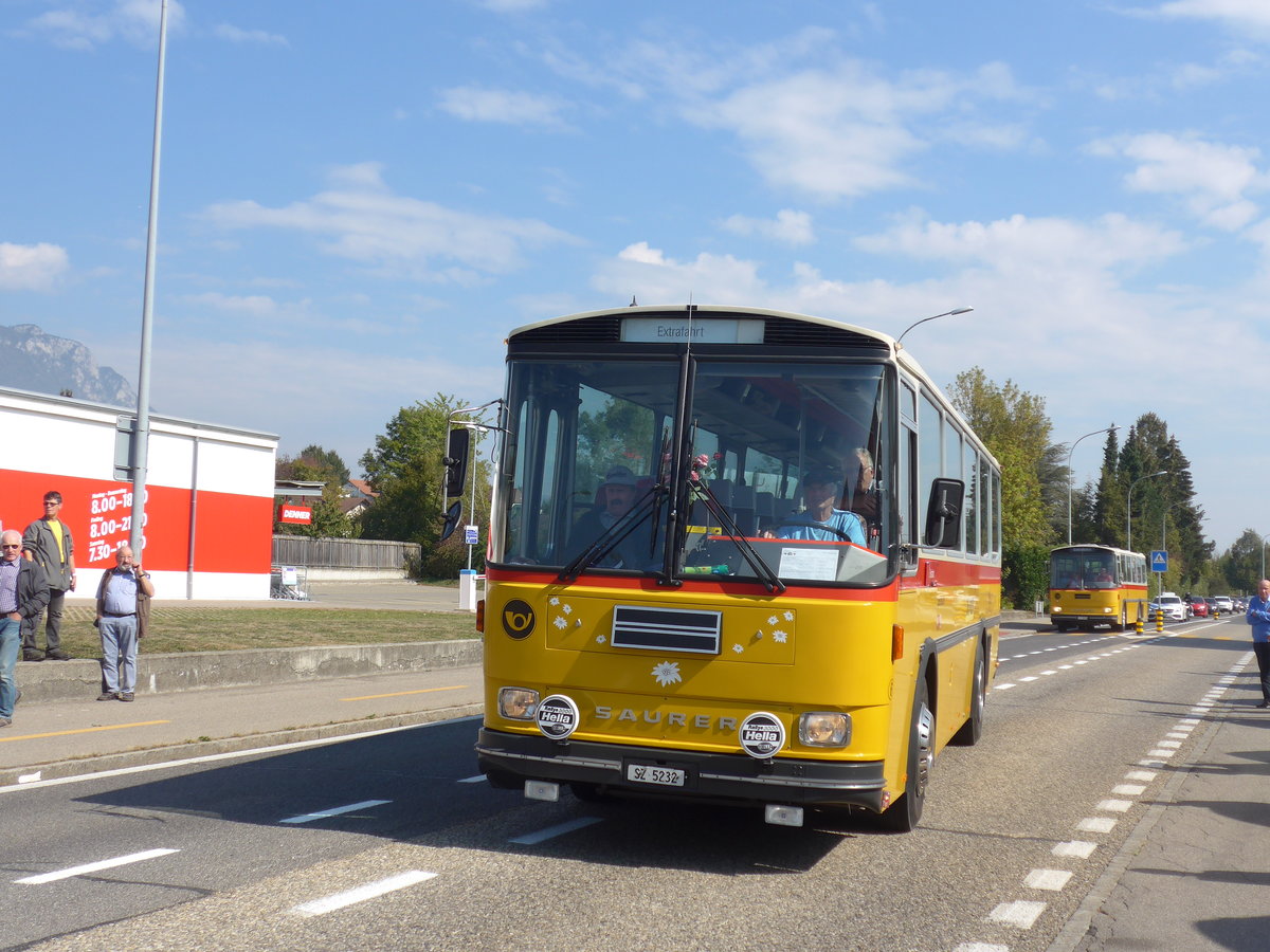 (198'015) - F�ssler, Unteriberg - Nr. 6/SZ 5232 - Saurer/R&J (ex Sch�rch, Gutenburg Nr. 6; ex P 24'358) am 30. September 2018 in Bellach, Hess