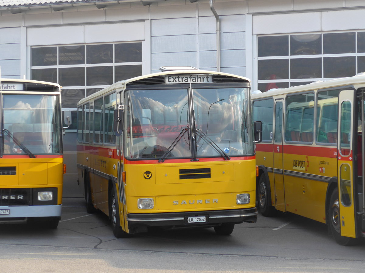 (198'035) - Amstein, Willisau - LU 12'052 - Saurer/T�scher (ex Allemann, Niederbipp; ex Semadeni, Poschiavo; ex Kasper, Paschiavo; ex PostAuto Graub�nden; ex P 24'285) am 30. September 2018 in Bellach, Hess