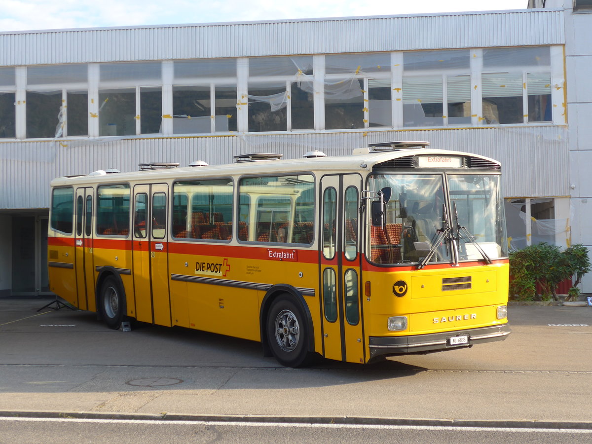 (198'038) - Gautschi, Suhr - AG 6835 - Saurer/T�scher (ex L�tscher, Neuheim Nr. 200; ex Cartek, Regensdorf; ex P 25'822) am 30. September 2018 in Bellach, Hess