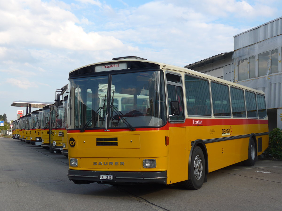 (198'039) - Gautschi, Suhr - AG 6835 - Saurer/T�scher (ex L�tscher, Neuheim Nr. 200; ex Cartek, Regensdorf; ex P 25'822) am 30. September 2018 in Bellach, Hess
