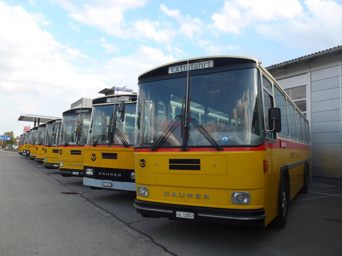 (198'042) - Amstein, Willisau - LU 12'052 - Saurer/T�scher (ex Allemann, Niederbipp; ex Semadeni, Poschiavo; ex Kasper, Poschiavo; ex PostAuto Graub�nden; ex P 24'285) am 30. September 2018 in Bellach, Hess