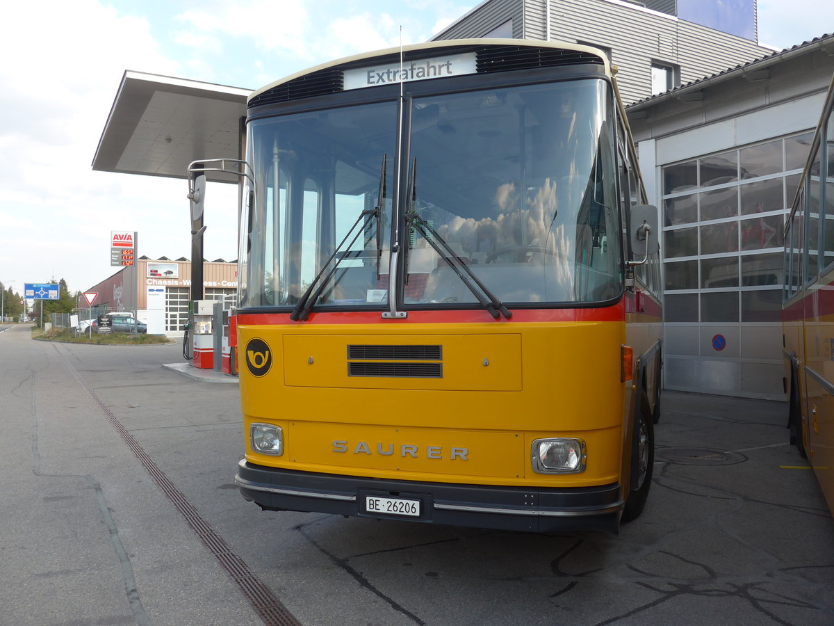 (198'051) - Schmid, Th�rishaus - BE 26'206 - Saurer/T�scher (ex P 24'244) am 30. September 2018 in Bellach, Hess
