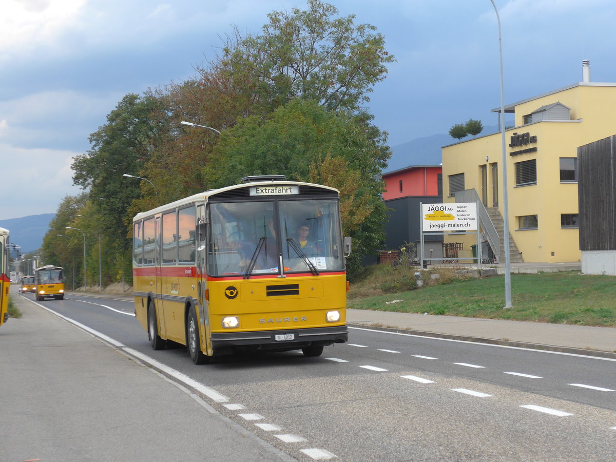 (198'059) - Schmid, Glarus - GL 4012 - Saurer/T�scher (ex Mosimann, Aesch; ex Erne, Full; ex P 24'257) am 30. September 2018 in Bellach, Hess